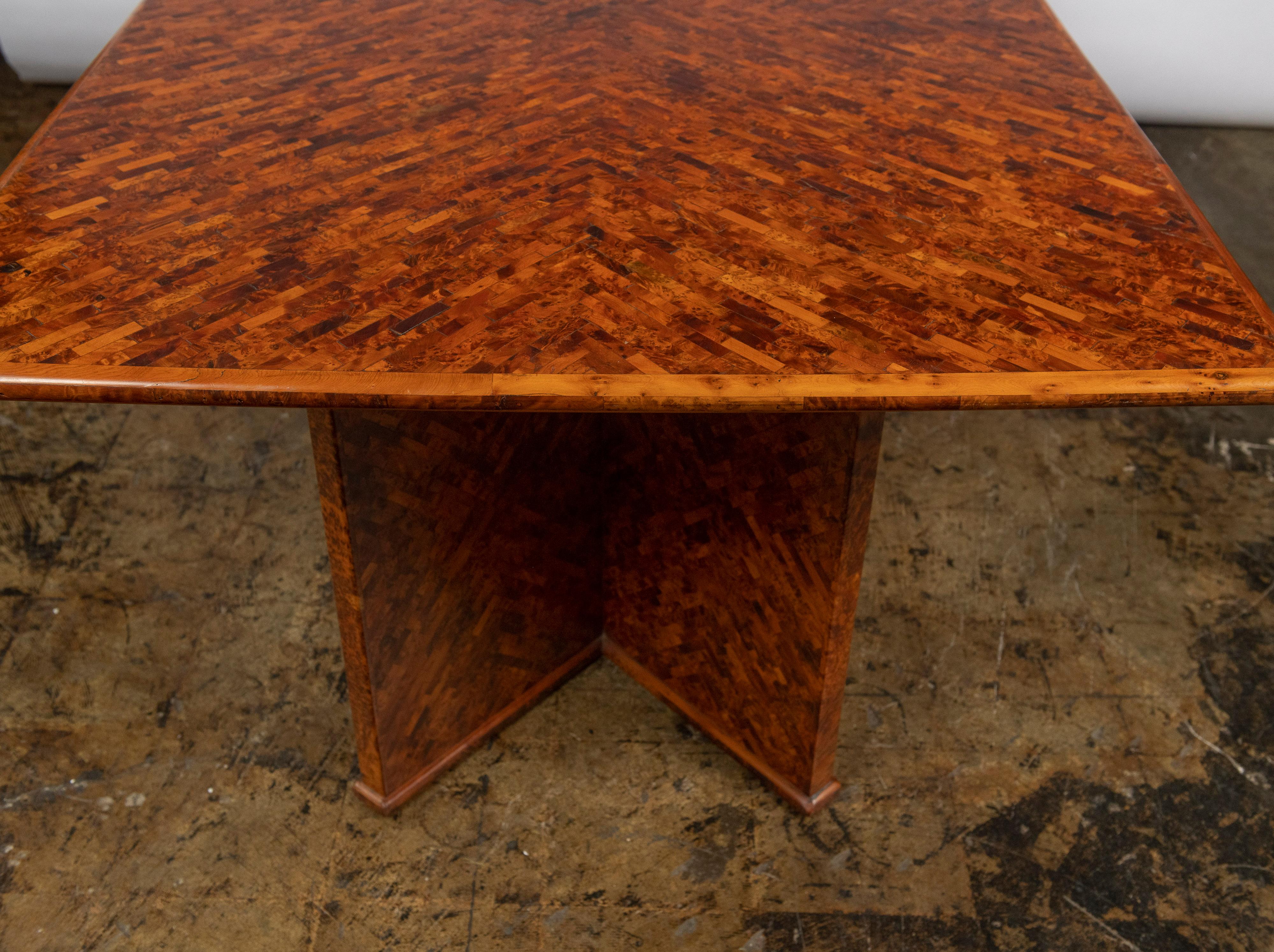 Midcentury Italian Burl Parquetry Table For Sale 3