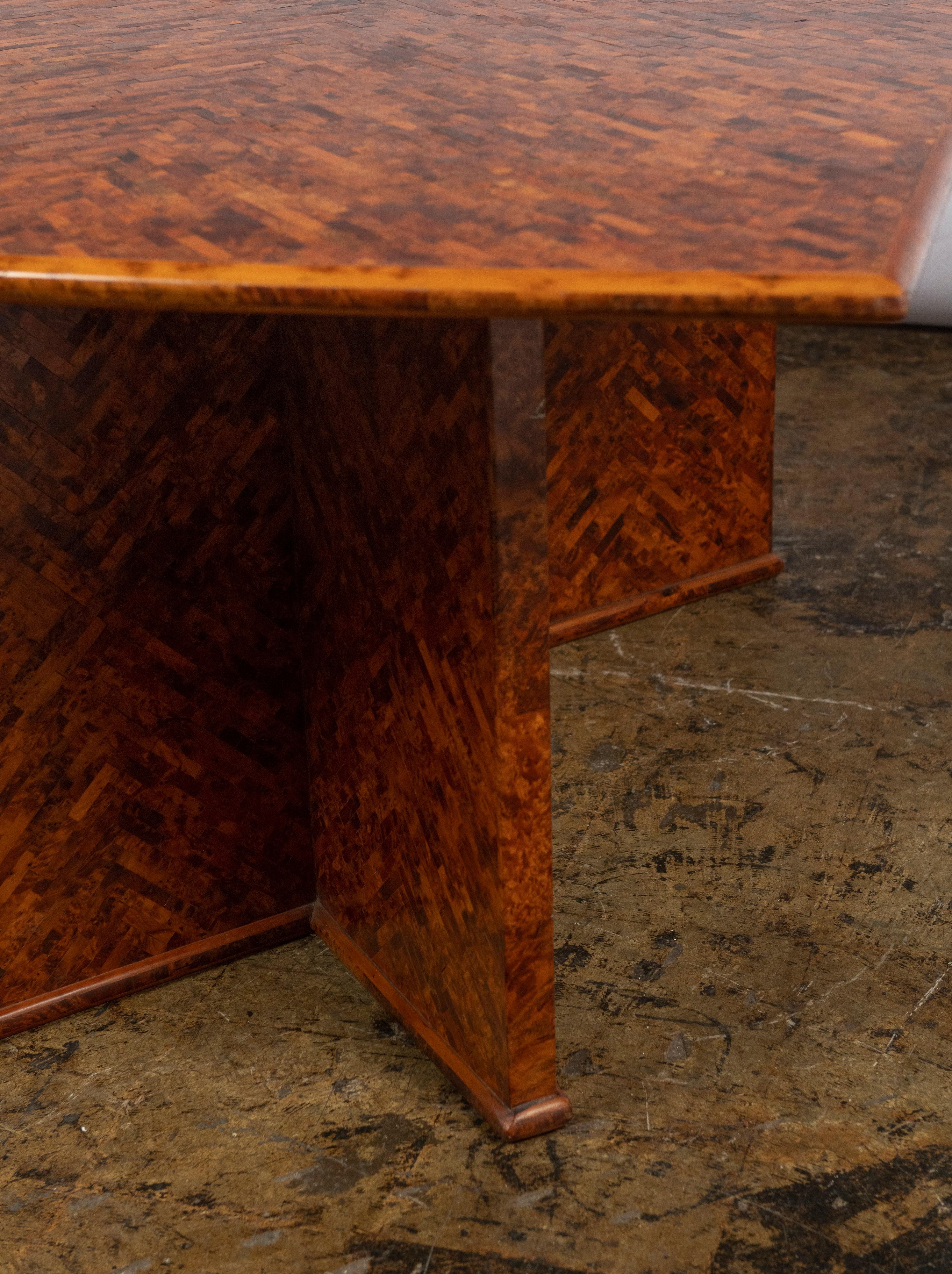 Midcentury Italian Burl Parquetry Table For Sale 4
