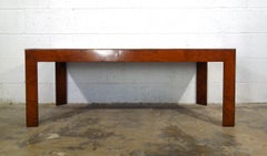 Mid Century Italian Burled Mahogany Parson Style Modern Coffee Table 1950s