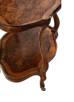 Mid-century Italian Burled Walnut Rolling Bar Cart