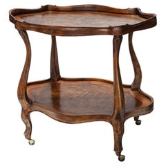 Mid-century Italian Burled Walnut Rolling Bar Cart Mid-century Italian Burled Walnut Rolling Bar Cart
