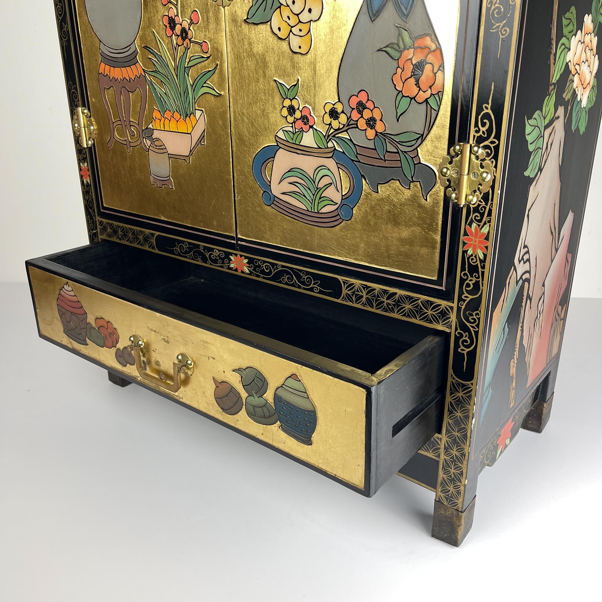 Armoire italienne du milieu du siècle, style Chinoiserie, années 1950 en vente 1