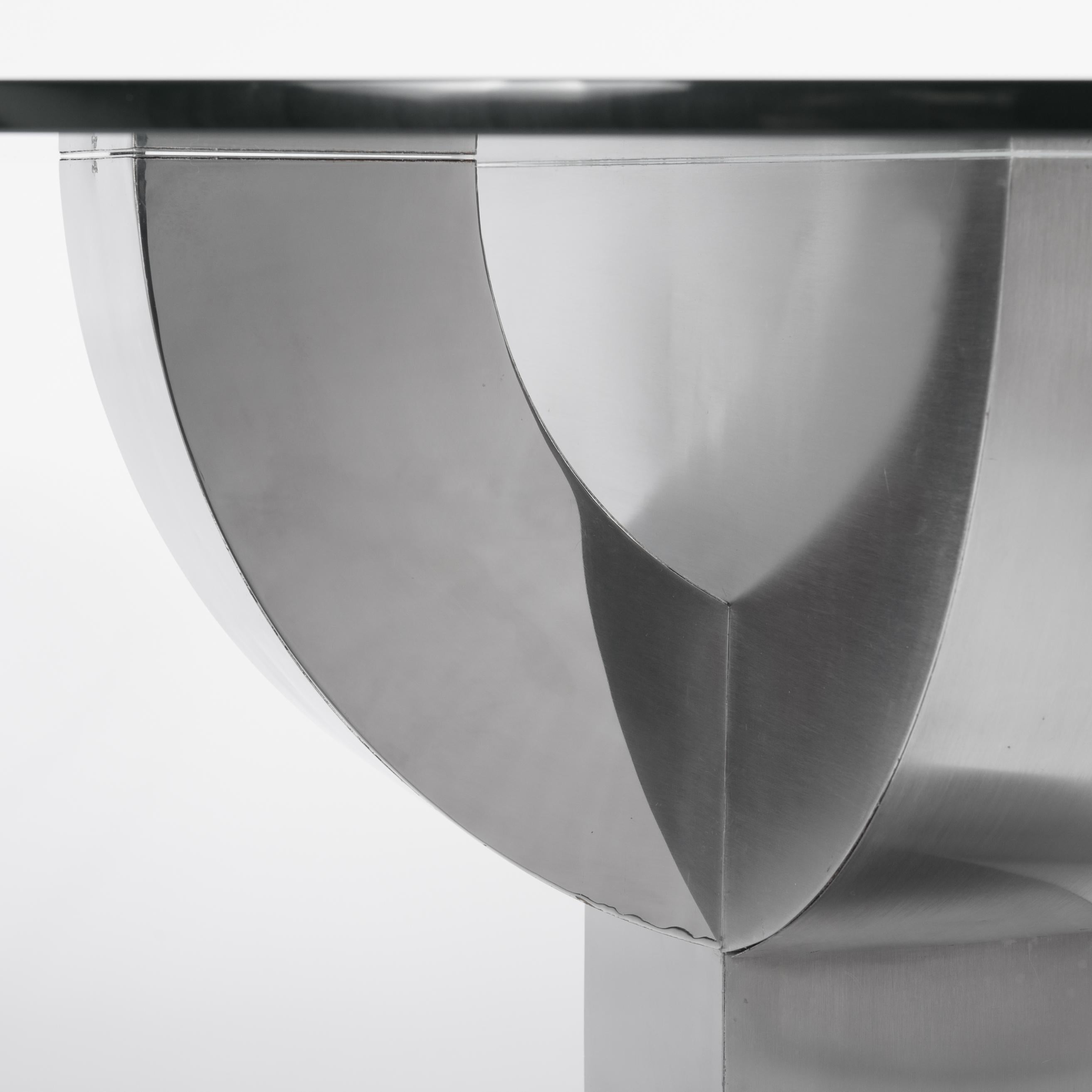Mid-Century Italian Cactus Shaped Dining Table Stainless Steel Veneer 1970s Italiano en venta