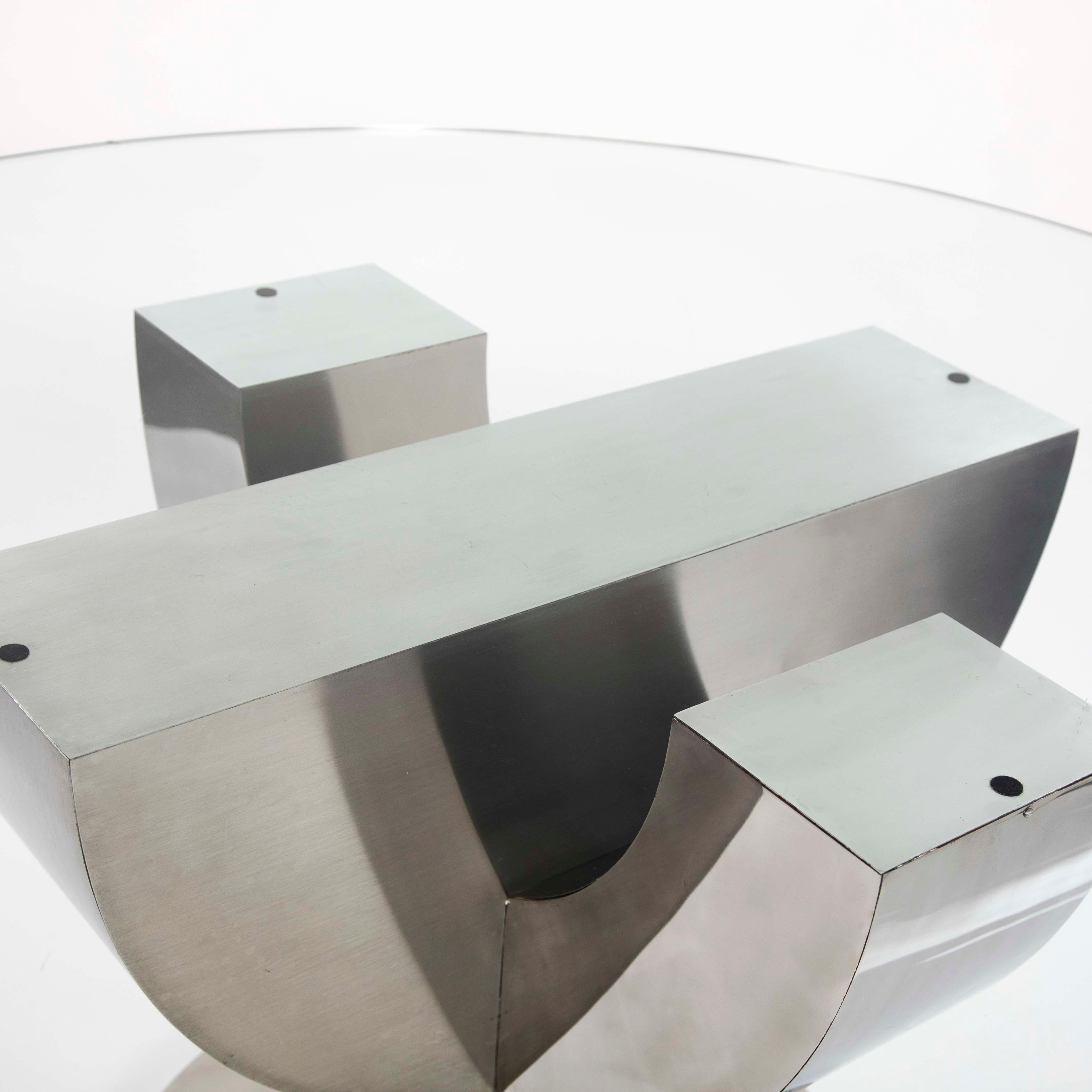Mid-Century Italian Cactus Shaped Dining Table Stainless Steel Veneer 1970s en venta 1