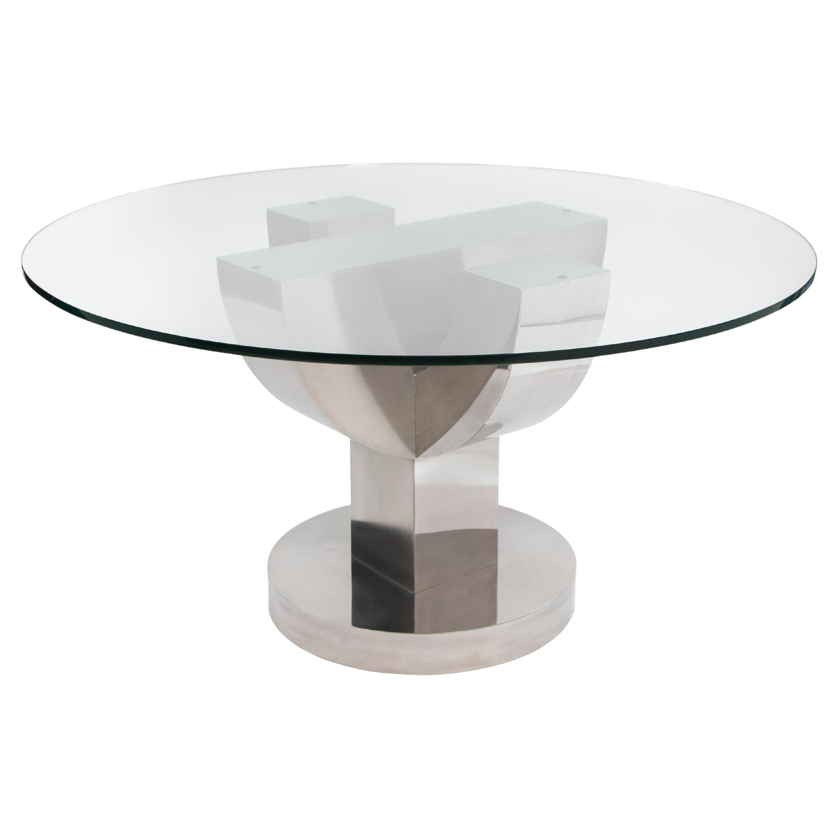 Mid-Century Italian Cactus Shaped Dining Table Stainless Steel Veneer 1970s