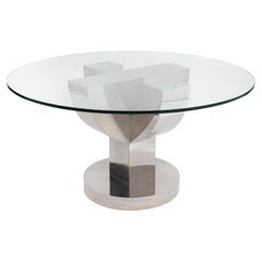 Mid-Century Italian Cactus Shaped Dining Table Stainless Steel Veneer 1970s