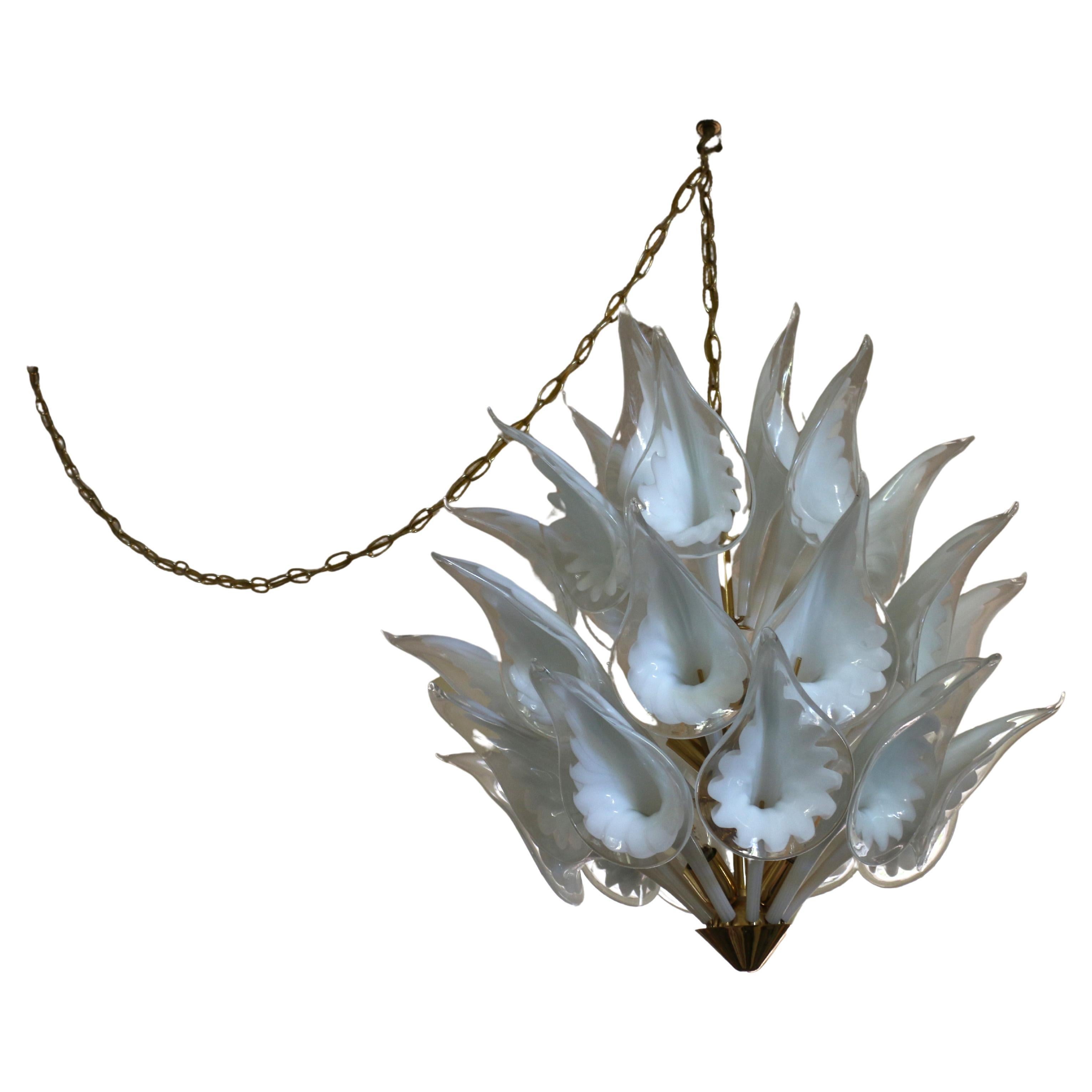 Mid-Century Italian Camer Calla Lily Murano Glass Chandelier