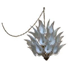 Mid-Century Italian Camer Calla Lily Murano Glass Chandelier