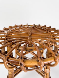 Italienischer Hocker aus Rohr, Bambus und Rattan im Stil von Franco Albini aus der Jahrhundertmitte