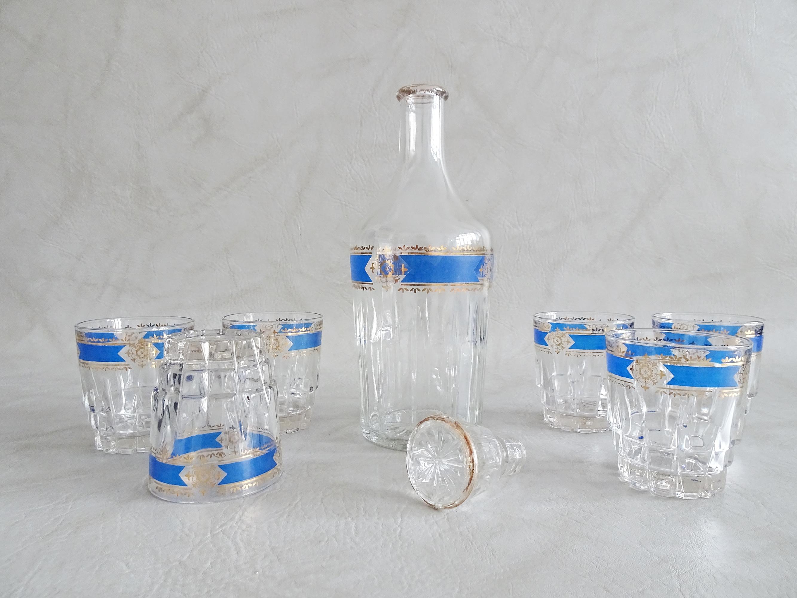 Mid-Century Modern Plateau à liqueur en verre carafe italien du milieu du siècle dernier en vente
