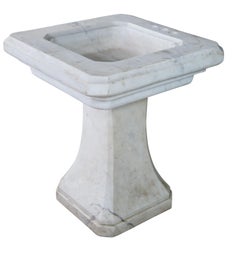 Mid Century Italian Carerra Marble Bathroom Pedestal Sink Basin 32"
