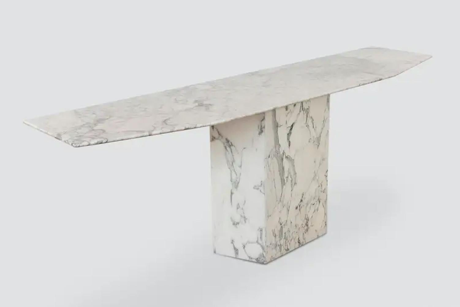 Modern Mid Century Italian Carrara Marble Console Table, 1960s