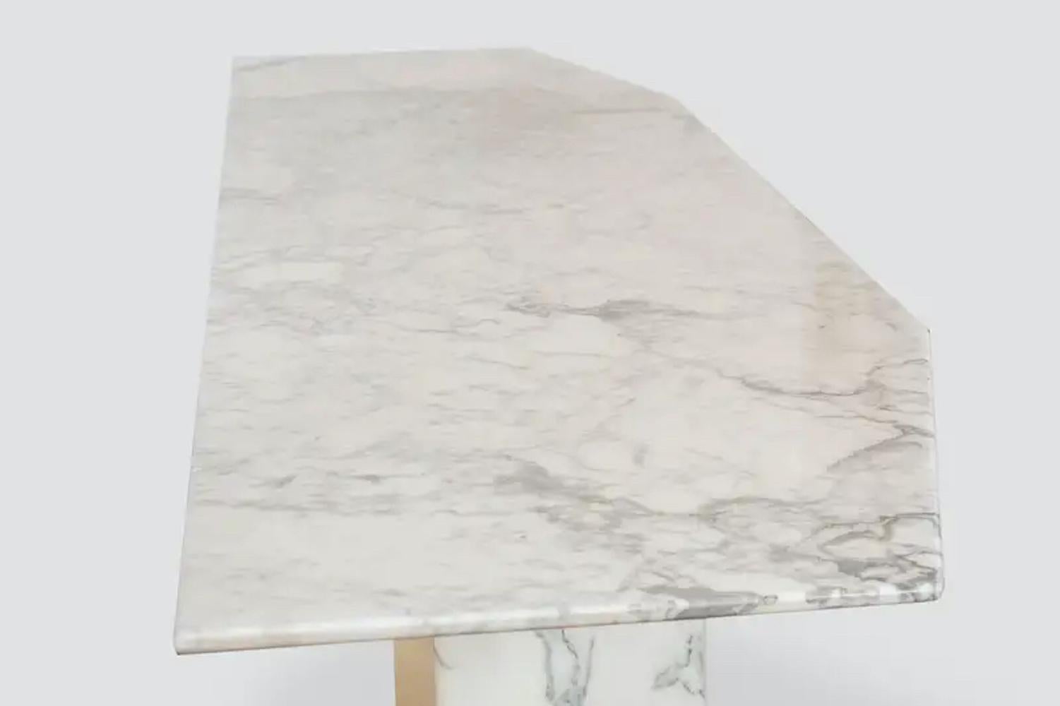 Metal Mid Century Italian Carrara Marble Console Table, 1960s