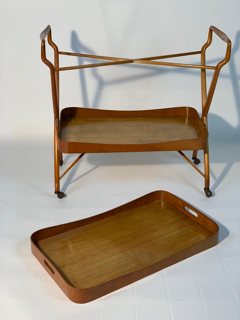 Midcentury Italian Cart Trolley with Removable Tray and Shelf below 6