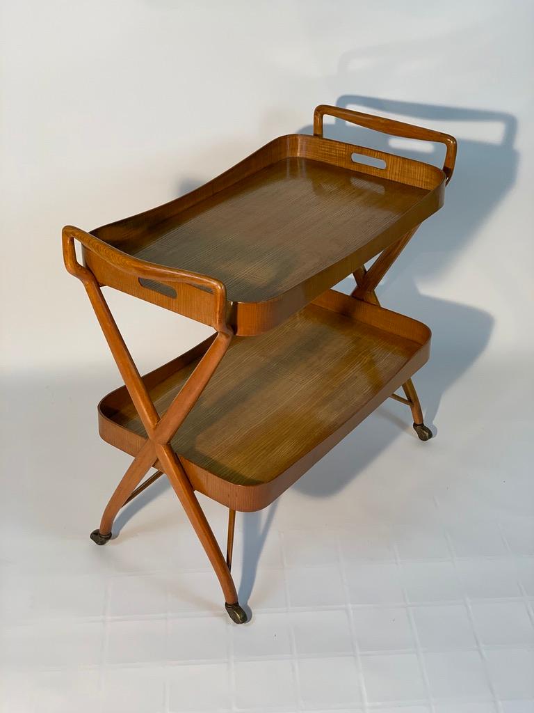Mid-Century Modern Midcentury Italian Cart Trolley with Removable Tray and Shelf below