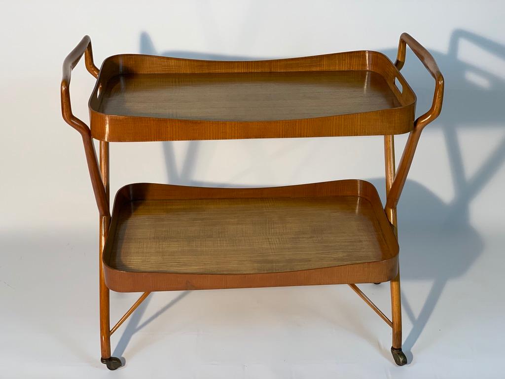 Midcentury Italian Cart Trolley with Removable Tray and Shelf below 1
