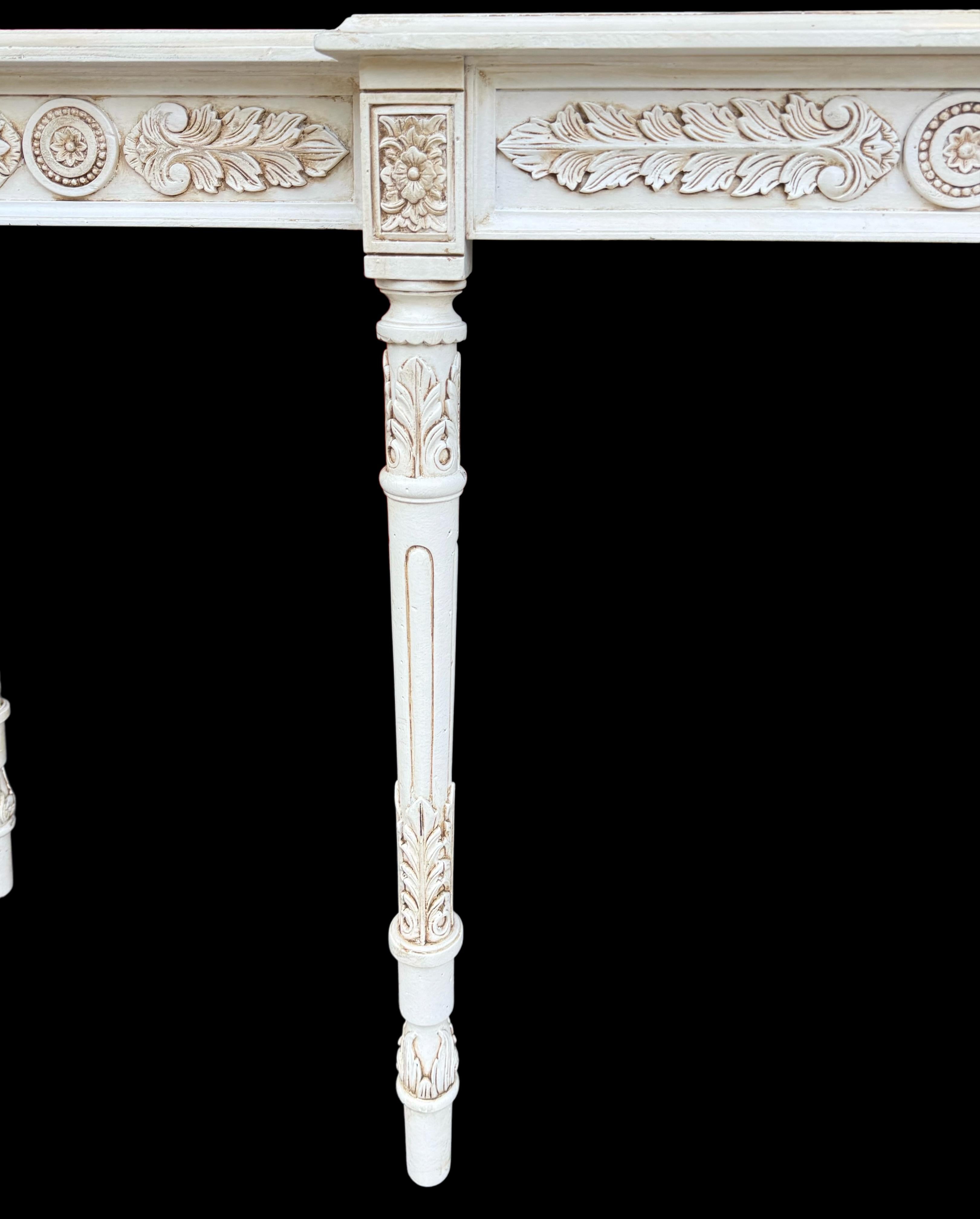 20th Century Mid-Century Italian Carved Fruitwood Console Table W/ French Louis XVI Styling For Sale