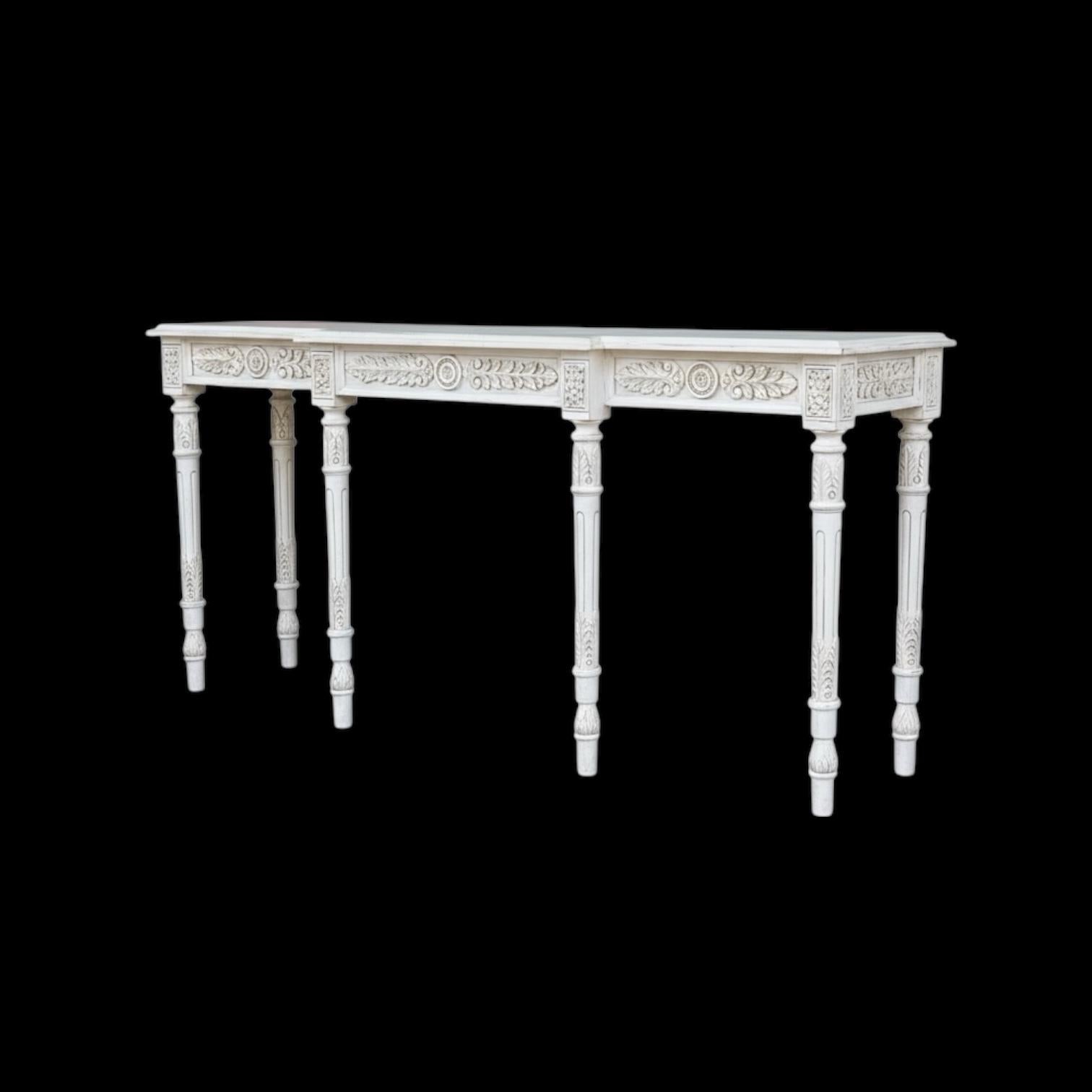 Mid-Century Italian Carved Fruitwood Console Table W/ French Louis XVI Styling For Sale 1