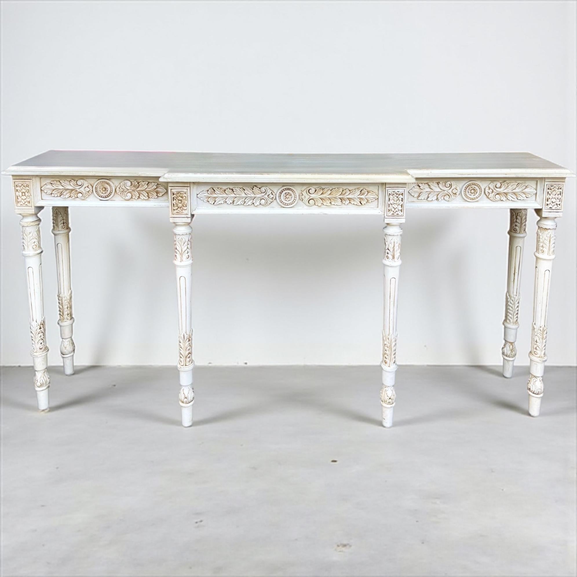 Mid-Century Italian Carved Fruitwood Console Table W/ French Louis XVI Styling For Sale 2