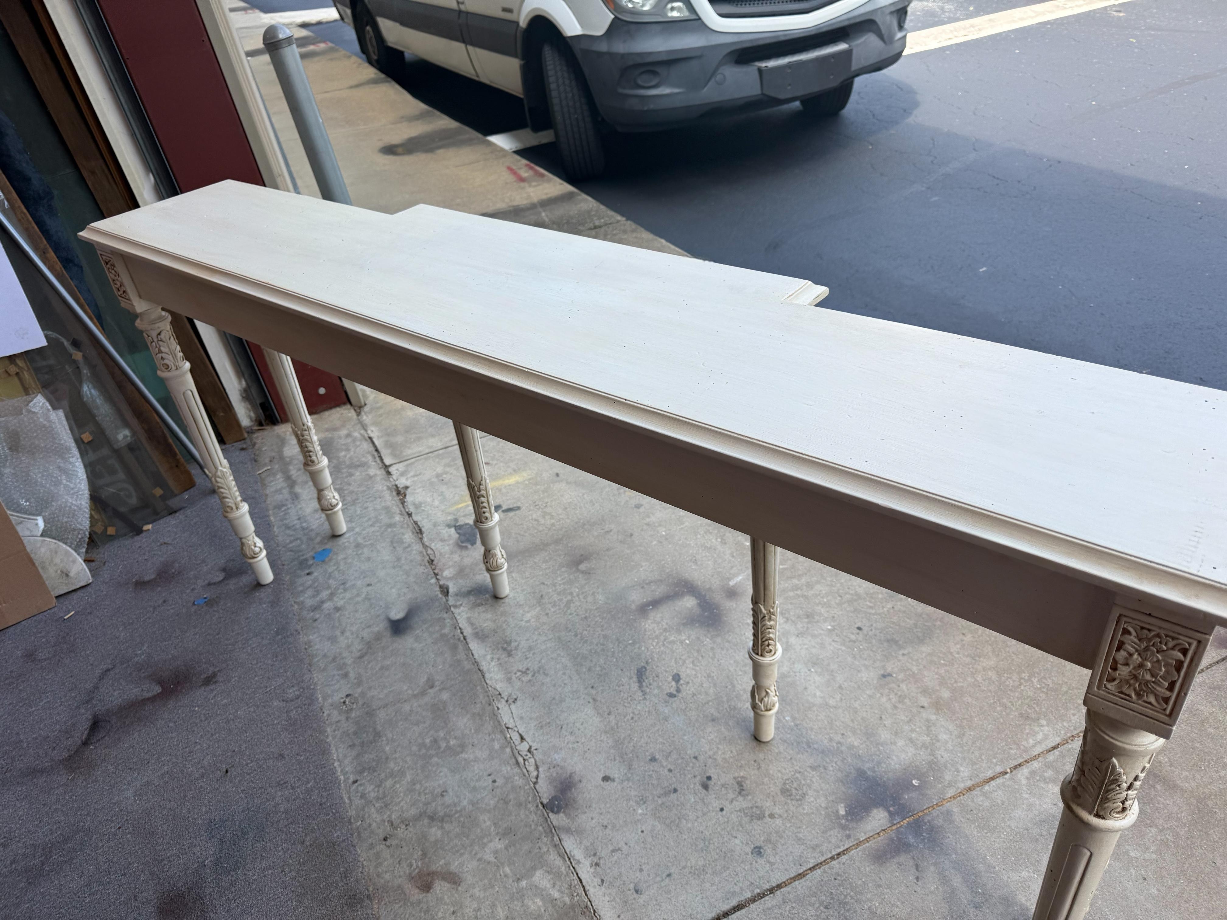 Mid-Century Italian Carved Fruitwood Console Table W/ French Louis XVI Styling For Sale 3