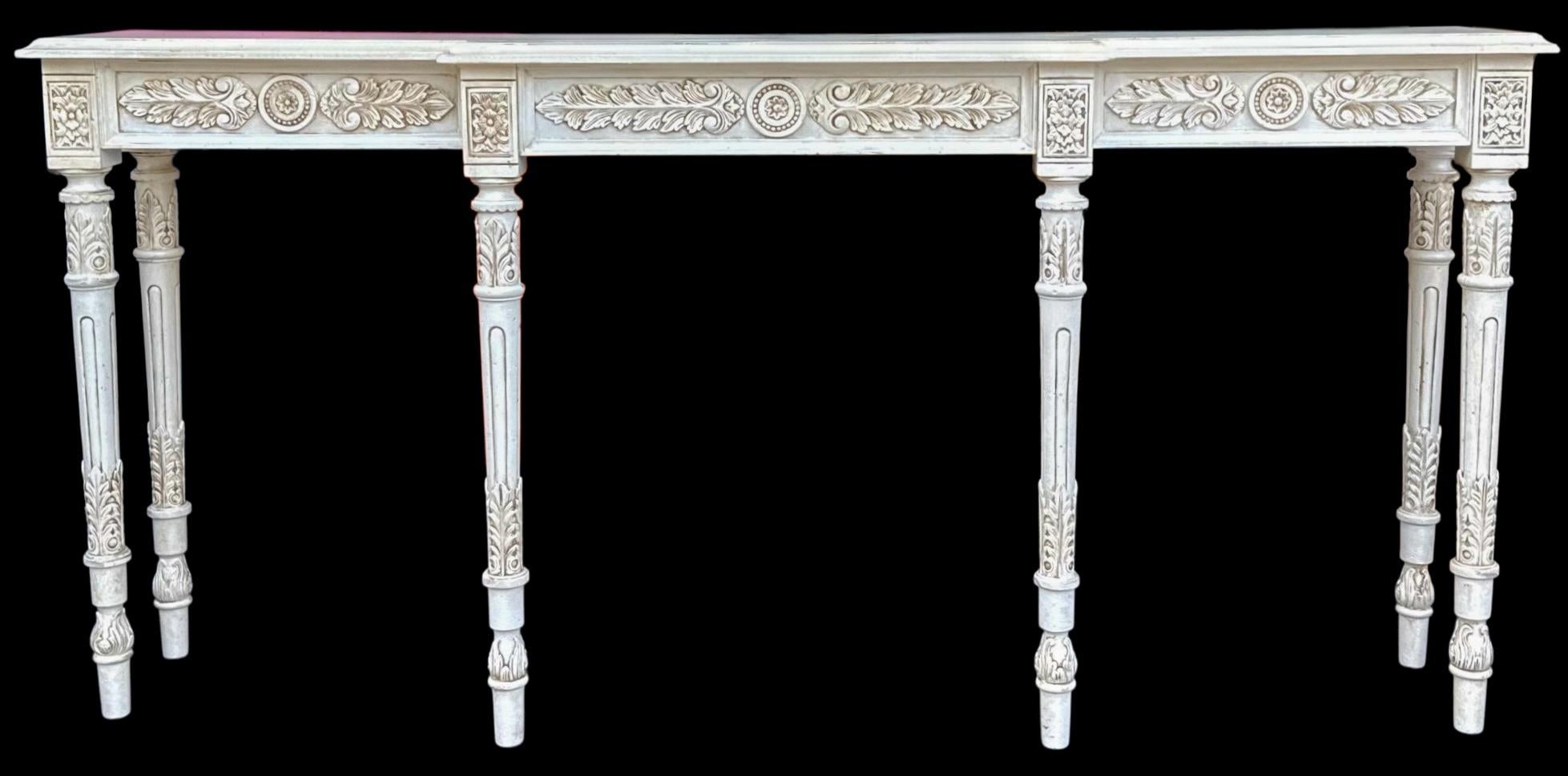 Mid-Century Italian Carved Fruitwood Console Table W/ French Louis XVI Styling For Sale 4