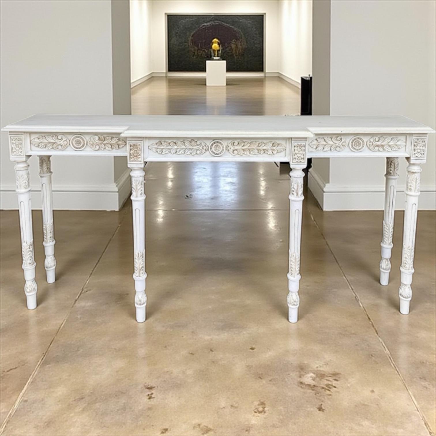 Mid-Century Italian Carved Fruitwood Console Table W/ French Louis XVI Styling For Sale 5