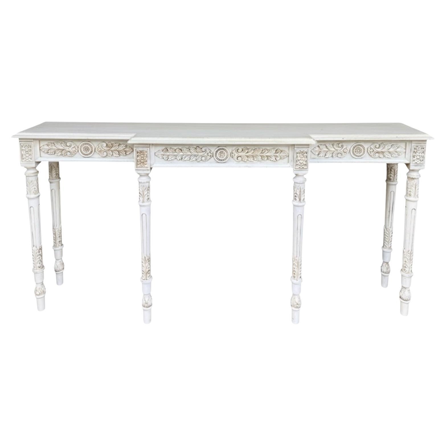 Mid-Century Italian Carved Fruitwood Console Table W/ French Louis XVI Styling For Sale
