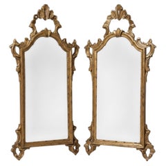 Metà secolo  Specchi italiani intagliati in legno dorato con stile French Rococo - coppia