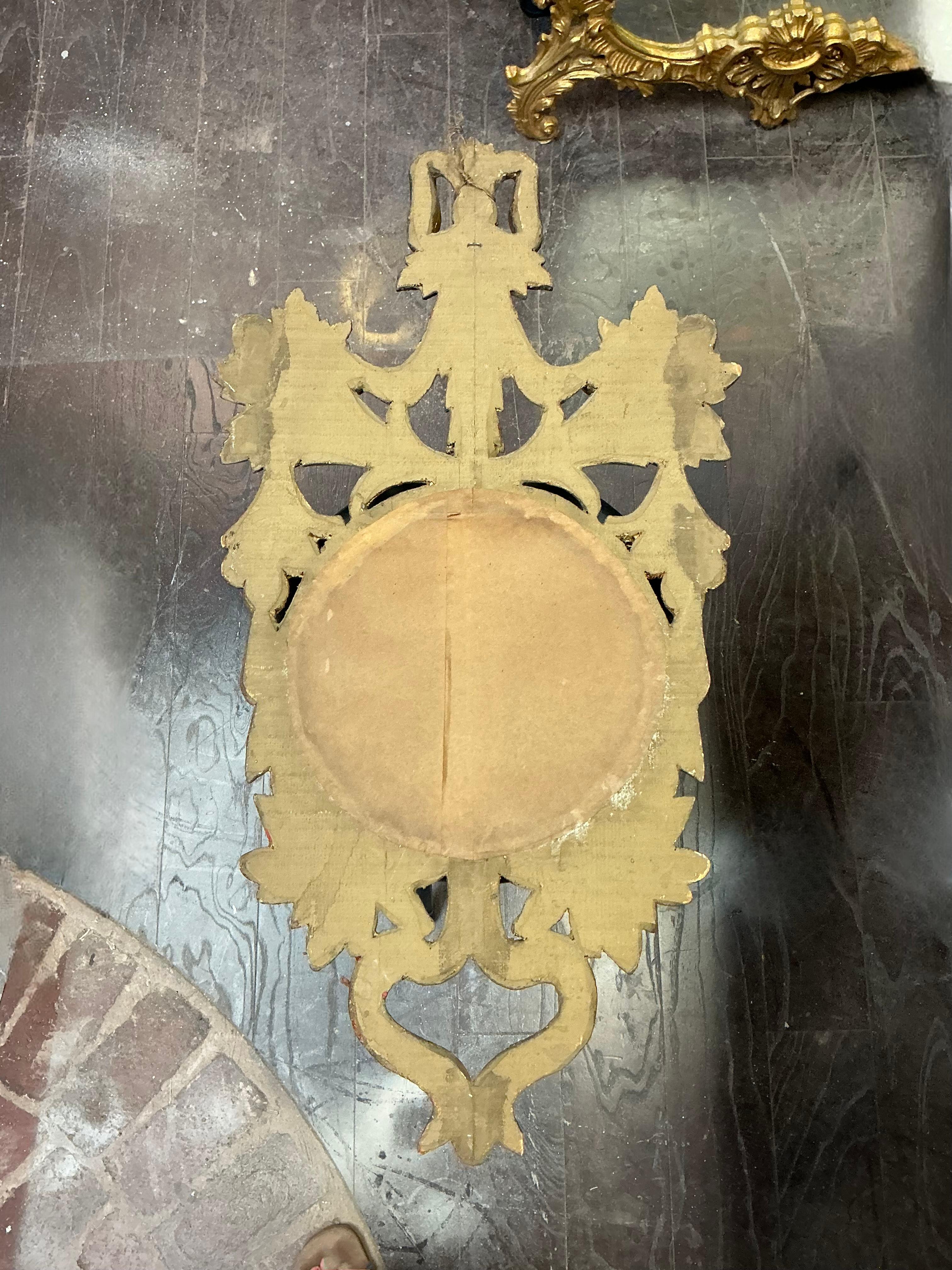 Regency Mid-Century Italian Carved Giltwood & Painted Fruit And Ribbon Wall Mirror For Sale