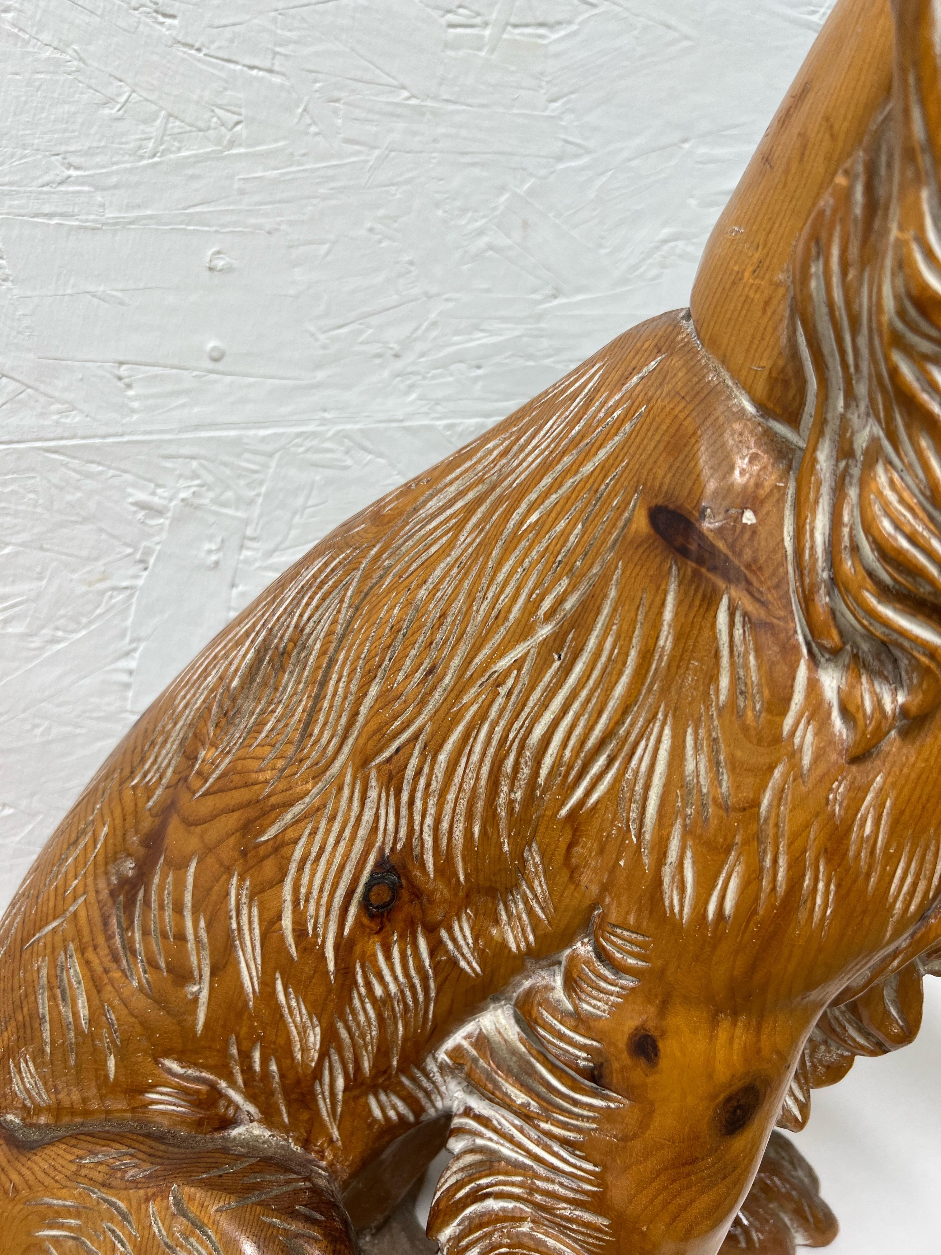 Mid-Century Italian Carved Pine Spaniel Dog Figurine / Sculpture In Good Condition In Kennesaw, GA