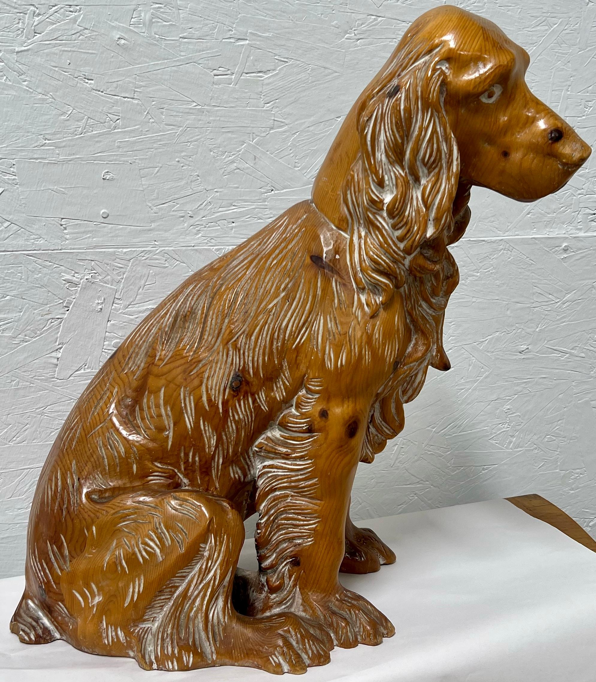 Mid-Century Italian Carved Pine Spaniel Dog Figurine / Sculpture 2