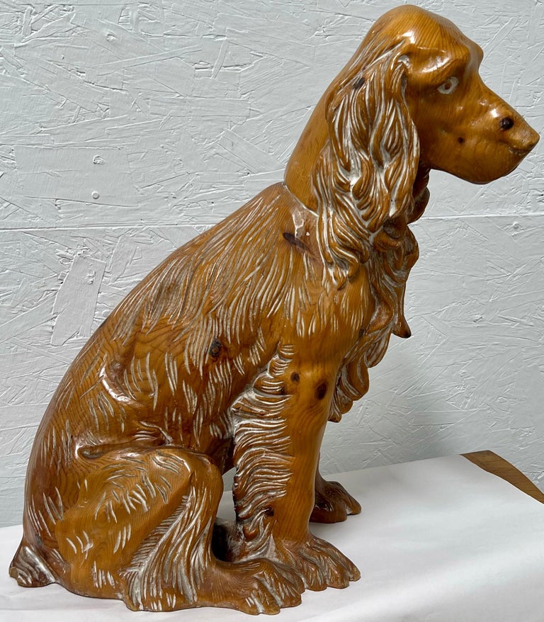 Mid-Century Italian Carved Pine Spaniel Dog Figurine / Sculpture For ...