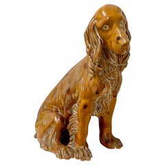 Mid-Century Italian Carved Pine Spaniel Dog Figurine / Sculpture