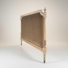 Mid-Century Italian Carved Regency Style Palm Finial King Headboard In Velvet