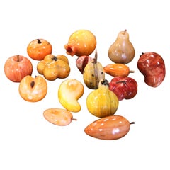 Mid-Century Italian Carved Stone Fruits, Set of Sixteen Vintage Mid-Century Italian Carved Stone Fruits, Set of Sixteen