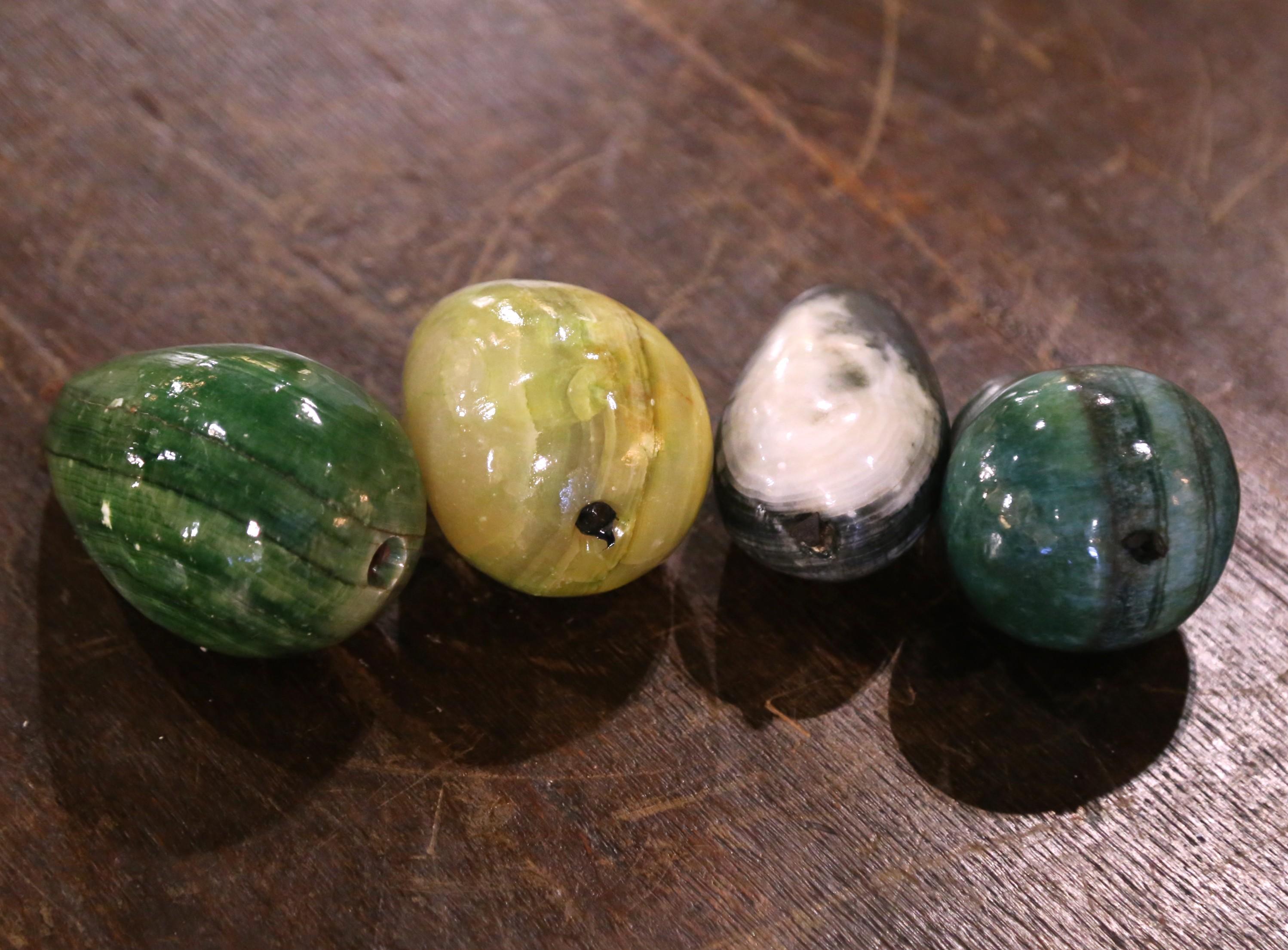 Juego de diez frutas italianas de mediados de siglo talladas en piedra Italiano en venta