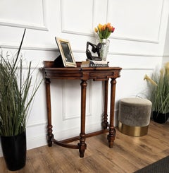 Mid-Century Italian Carved Wood Wall Console Side Table