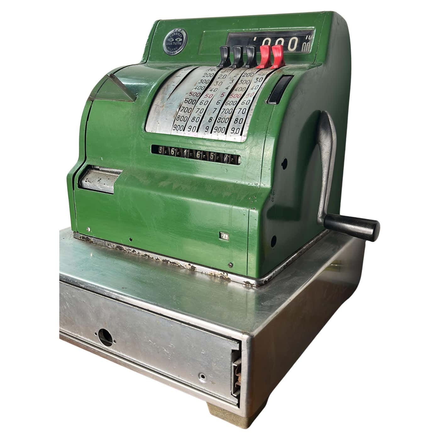 Mid-Century Italian Cash Register With Hand Crank, 1960s For Sale at ...