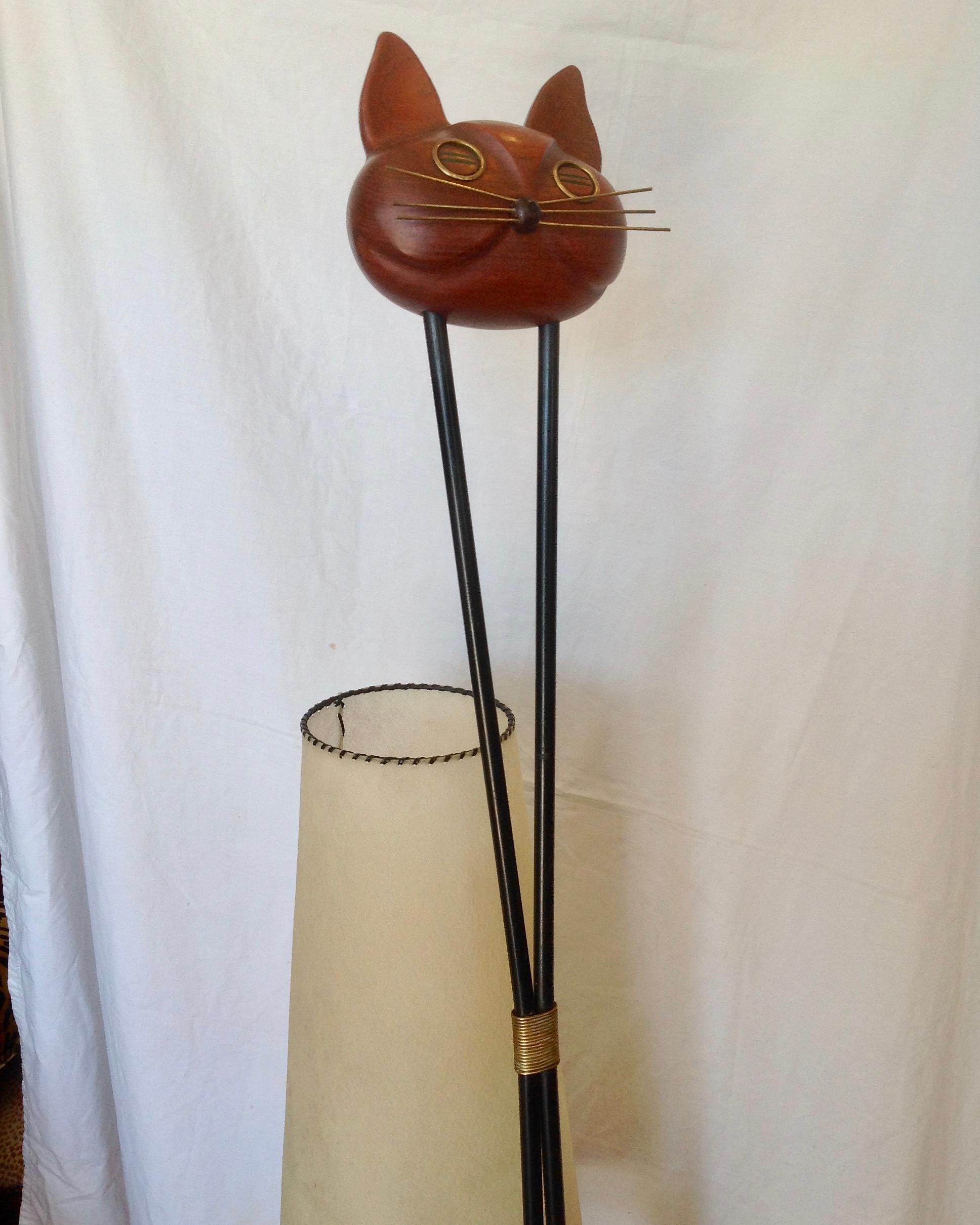 wooden cat lamp