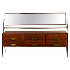 Mid-Century Italian Cavatorta Mahogany Chest with Swivel Mirror