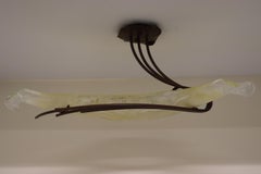 Mid-Century Italian Ceiling Lamp Hand Crafted Amber Glass, Copper Red Finish