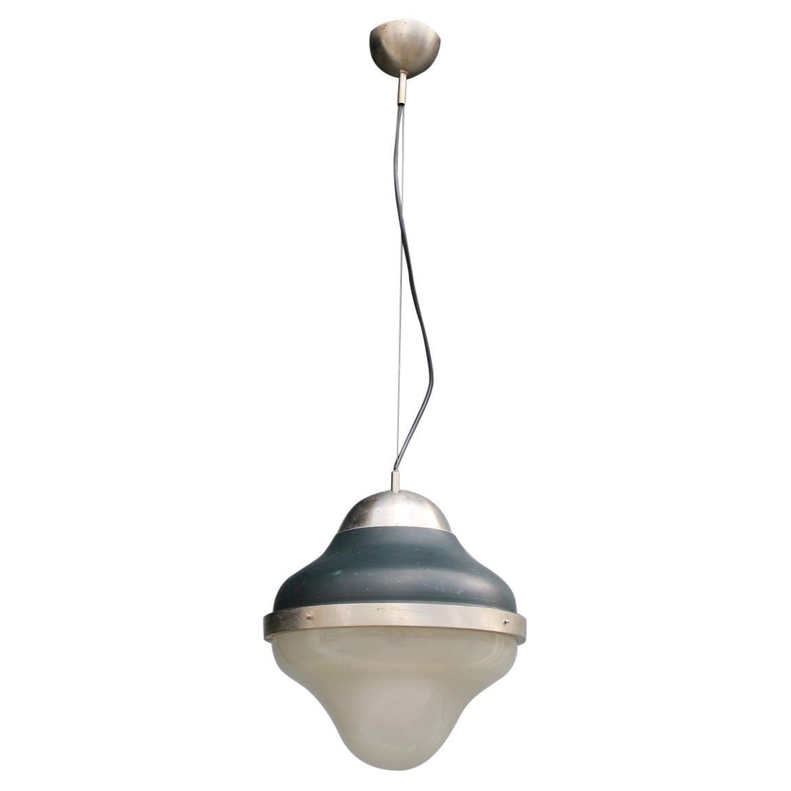 Lampada da soffitto italiana di metà secolo Oluce Style Ostuni 1960s in vetro nero di Murano in vendita