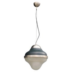 Italienische Mid-Century-Deckenleuchte Oluce-Stil Ostuni 1960er Jahre Schwarzes Glas Murano