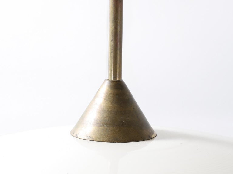 Midcentury Italian Ceiling Light in Lacquered Metal with Brass Structure In Fair Condition For Sale In London, Greater London
