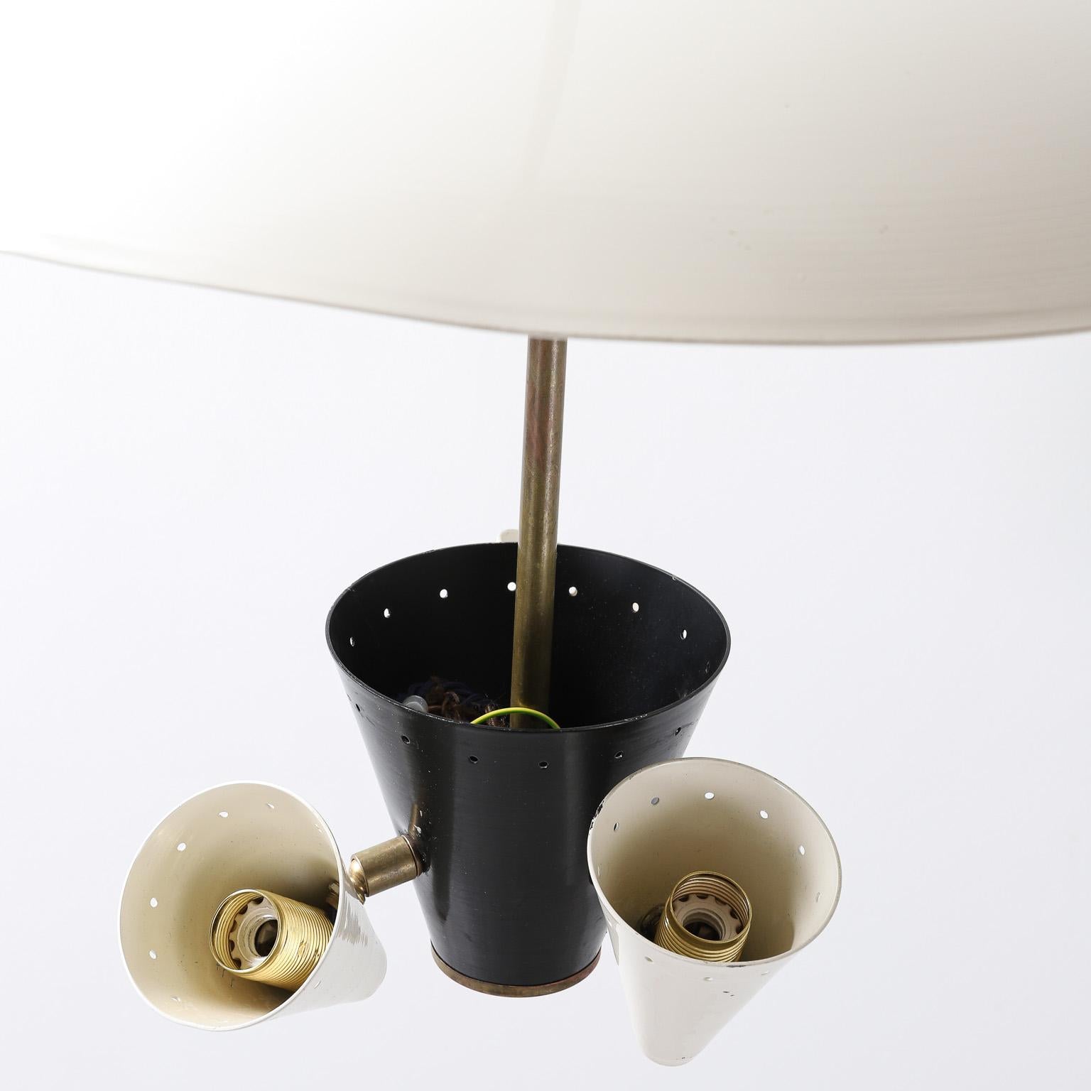 Mid-20th Century Midcentury Italian Ceiling Light in Lacquered Metal with Brass Structure