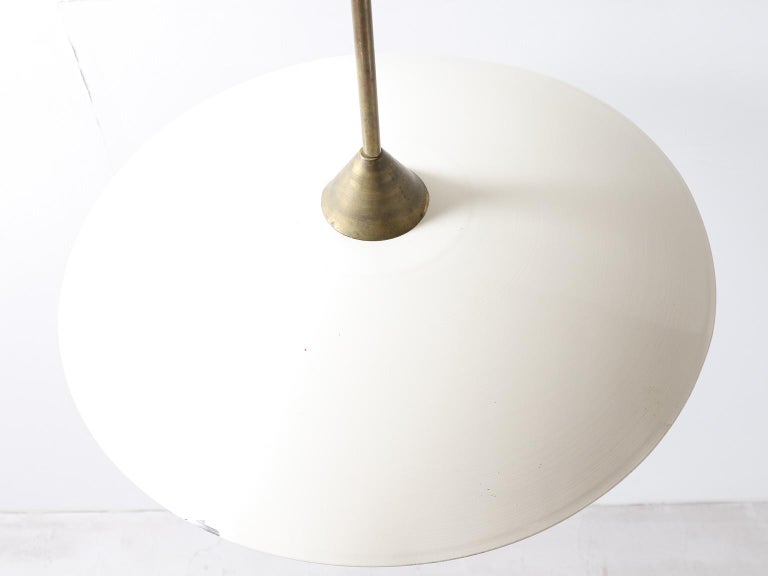 Midcentury Italian Ceiling Light in Lacquered Metal with Brass Structure For Sale 2