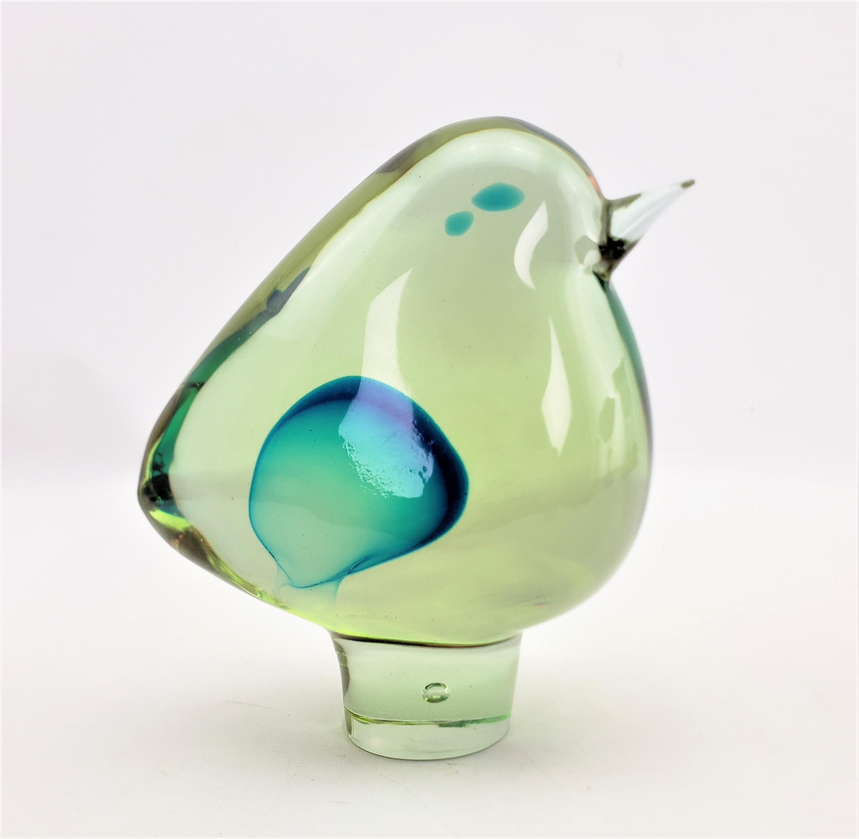 20th Century Mid-Century Italian Cenedese Murano Attributed Art Glass Stylized Bird Sculpture For Sale