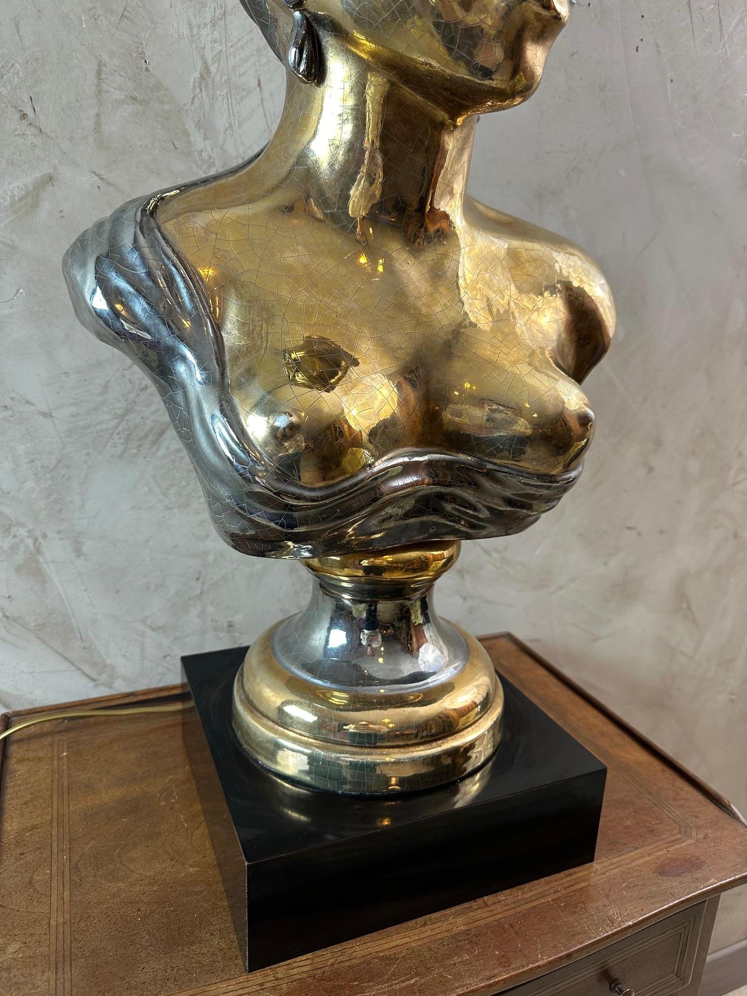 Mid-century Italian Ceramic African Women Table Lamp, 1960s For Sale 1