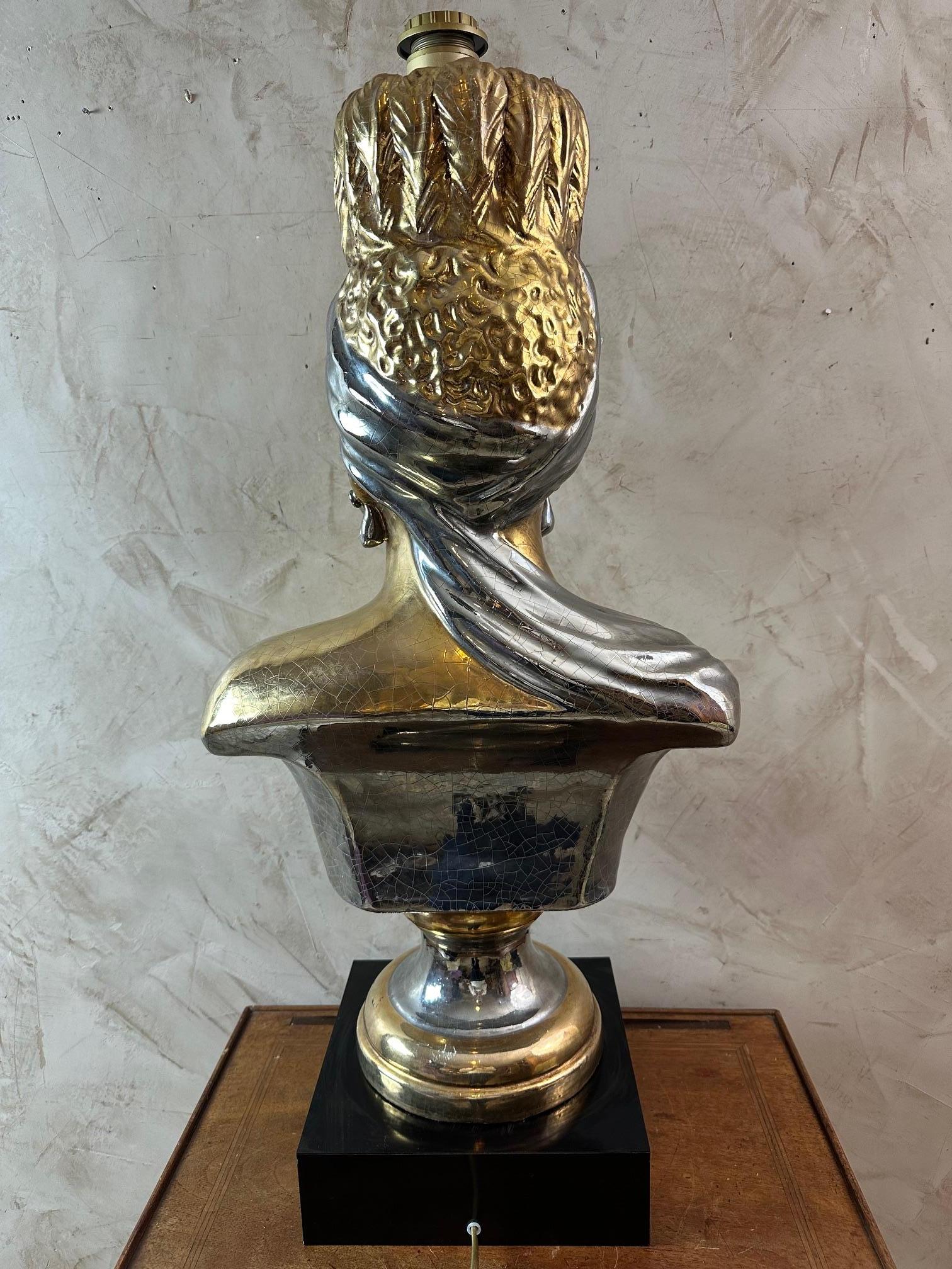 Mid-century Italian Ceramic African Women Table Lamp, 1960s For Sale 4