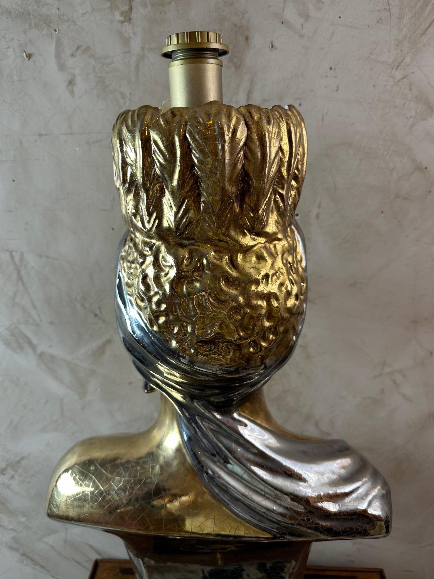 Mid-century Italian Ceramic African Women Table Lamp, 1960s For Sale 5
